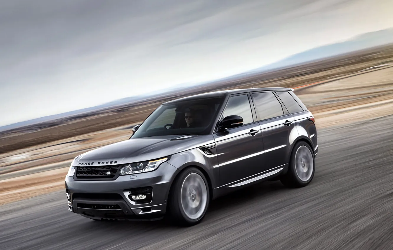 Photo wallpaper machine, auto, grey, day, SUV, Range Rover, chrome, in motion