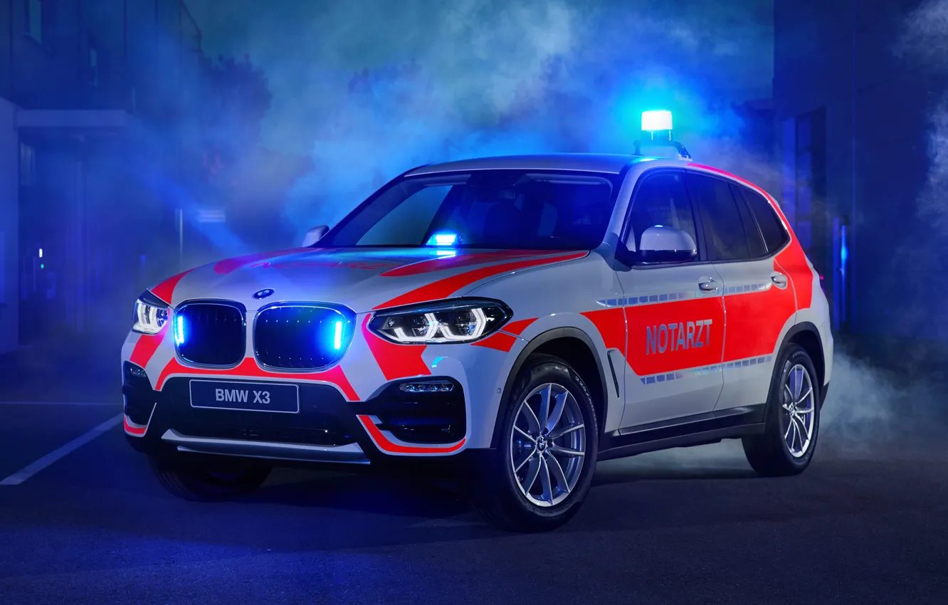 Photo wallpaper 2018, crossover, flashers, ambulance, BMW X3, xDrive20d