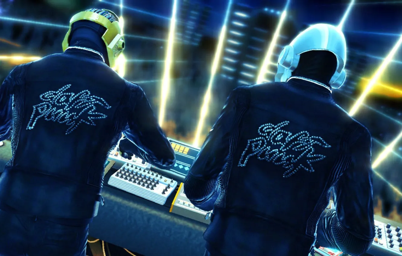 Photo wallpaper music, background, Thomas Bangalter, Neon, Guy Manuel de Homem Christo, Daft Punk, Tom and guy …