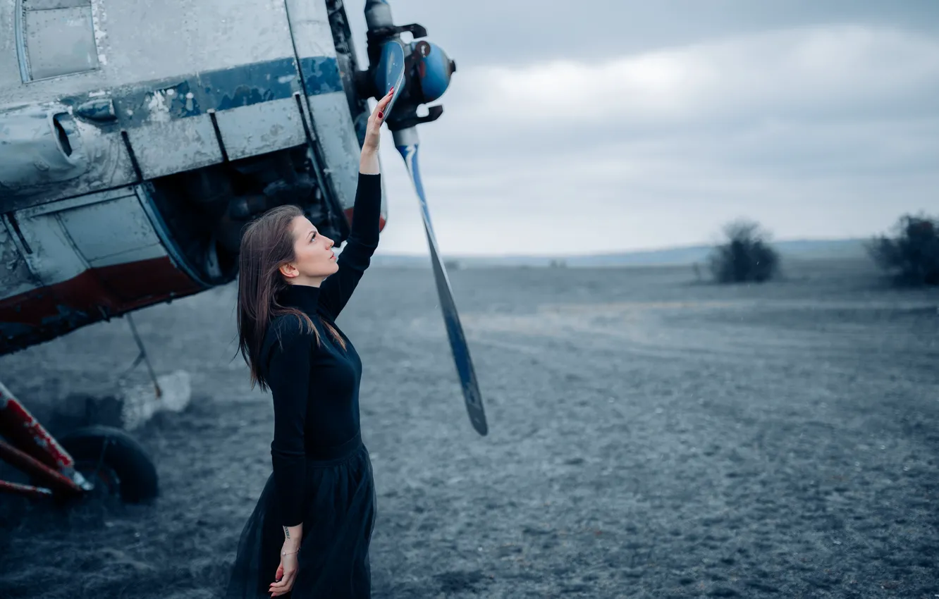 Photo wallpaper girl, the plane, Acts Novels