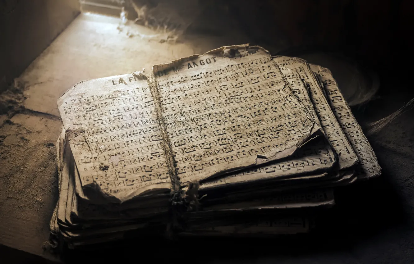 Photo wallpaper notes, music, book