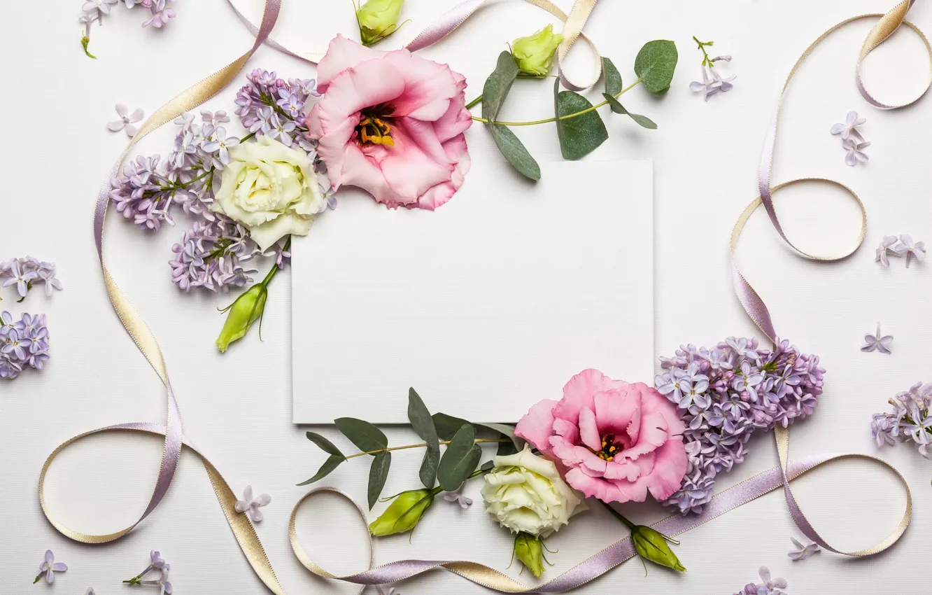 Photo wallpaper flowers, tape, wood, pink, flowers, beautiful, composition, frame