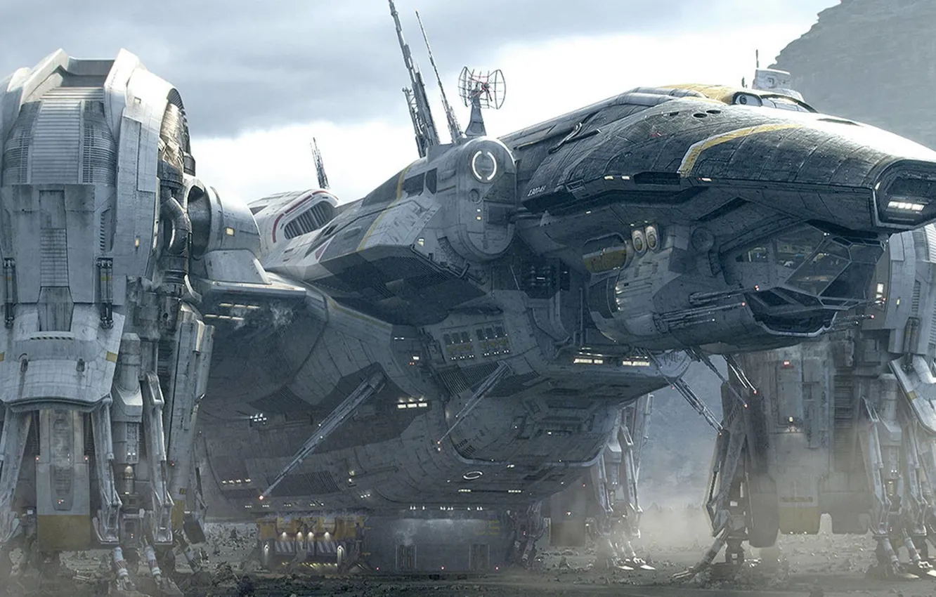 Photo wallpaper support, spaceship, futurism