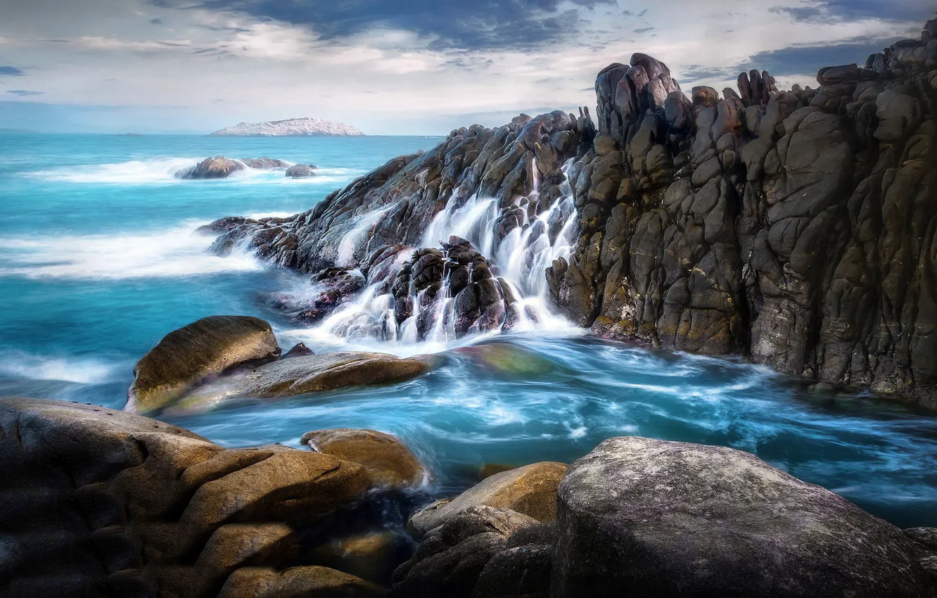 Photo wallpaper sea, rocks, shore