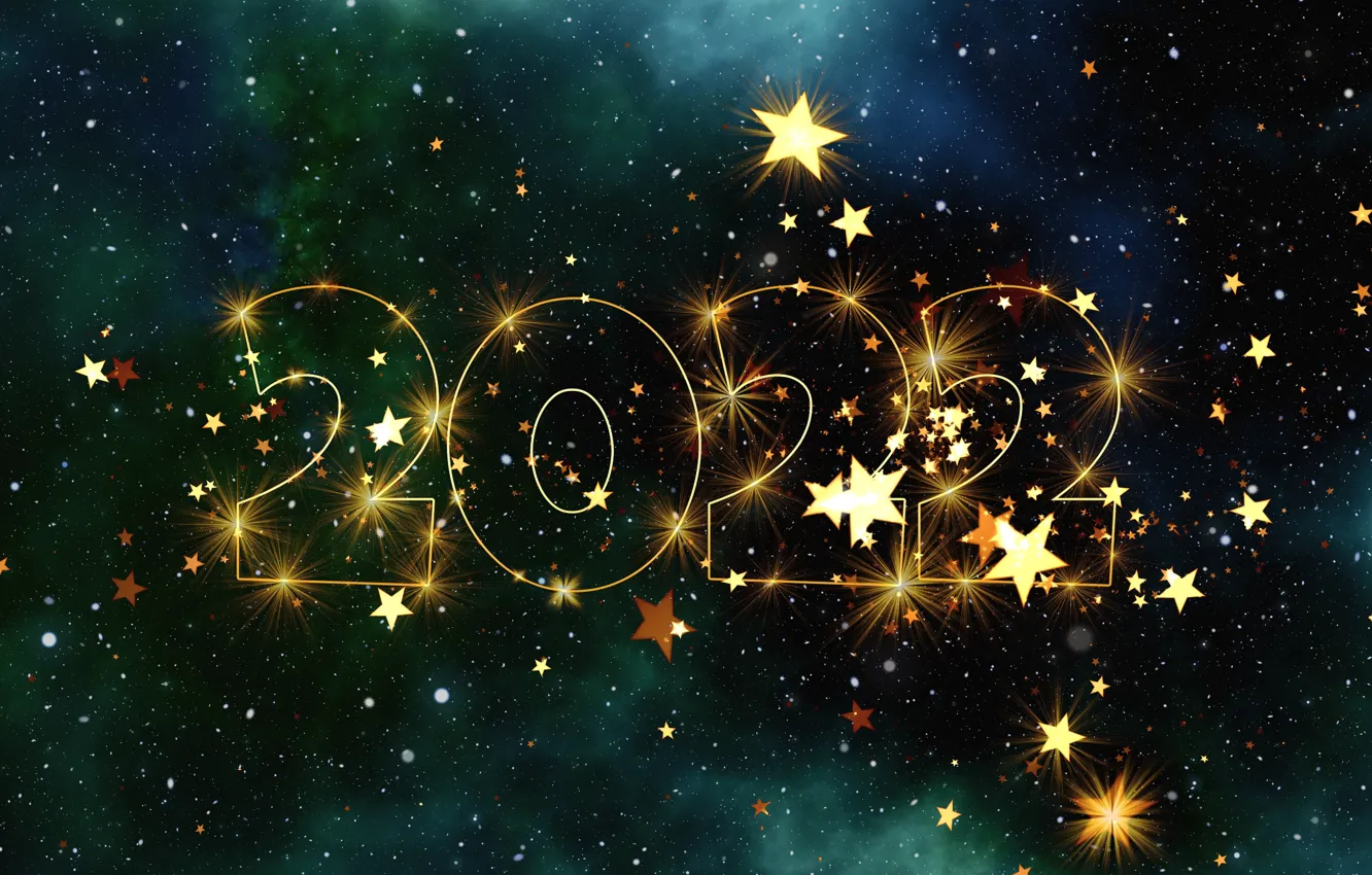 Photo wallpaper space, stars, lights, holiday, figures, New year, date, the night sky
