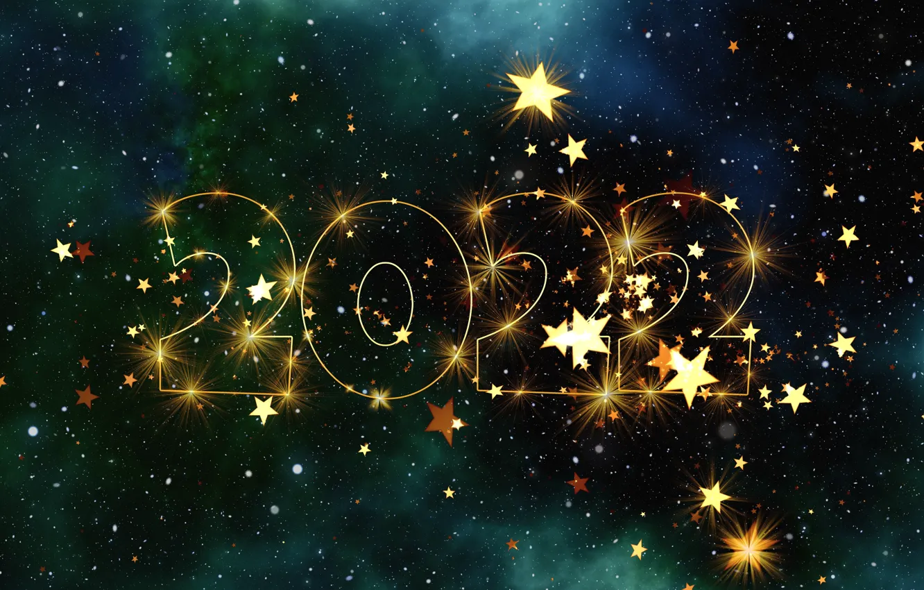 Photo wallpaper space, stars, lights, holiday, new year, figures, date, the night sky