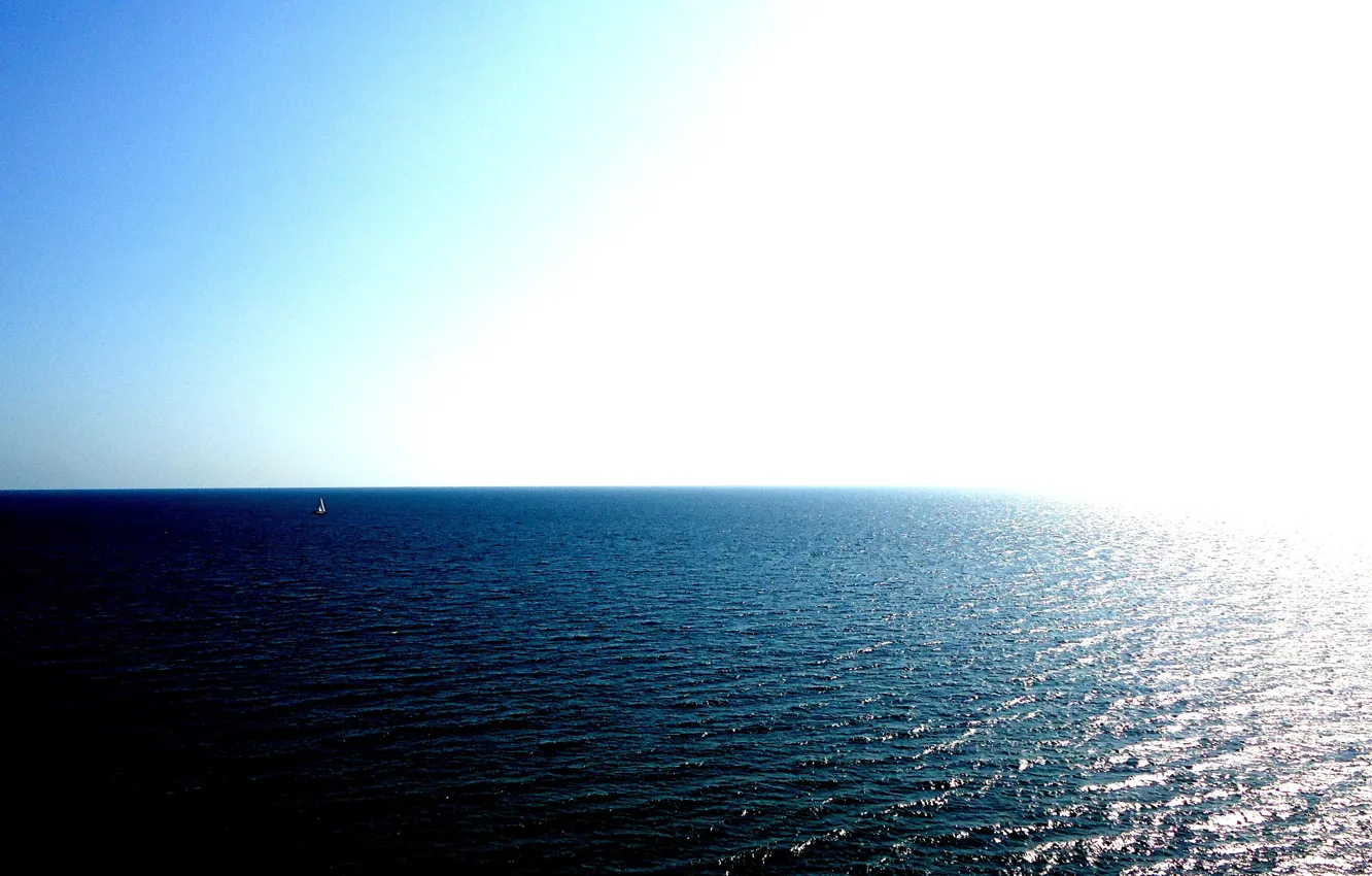 Photo wallpaper sea, sail, lonely