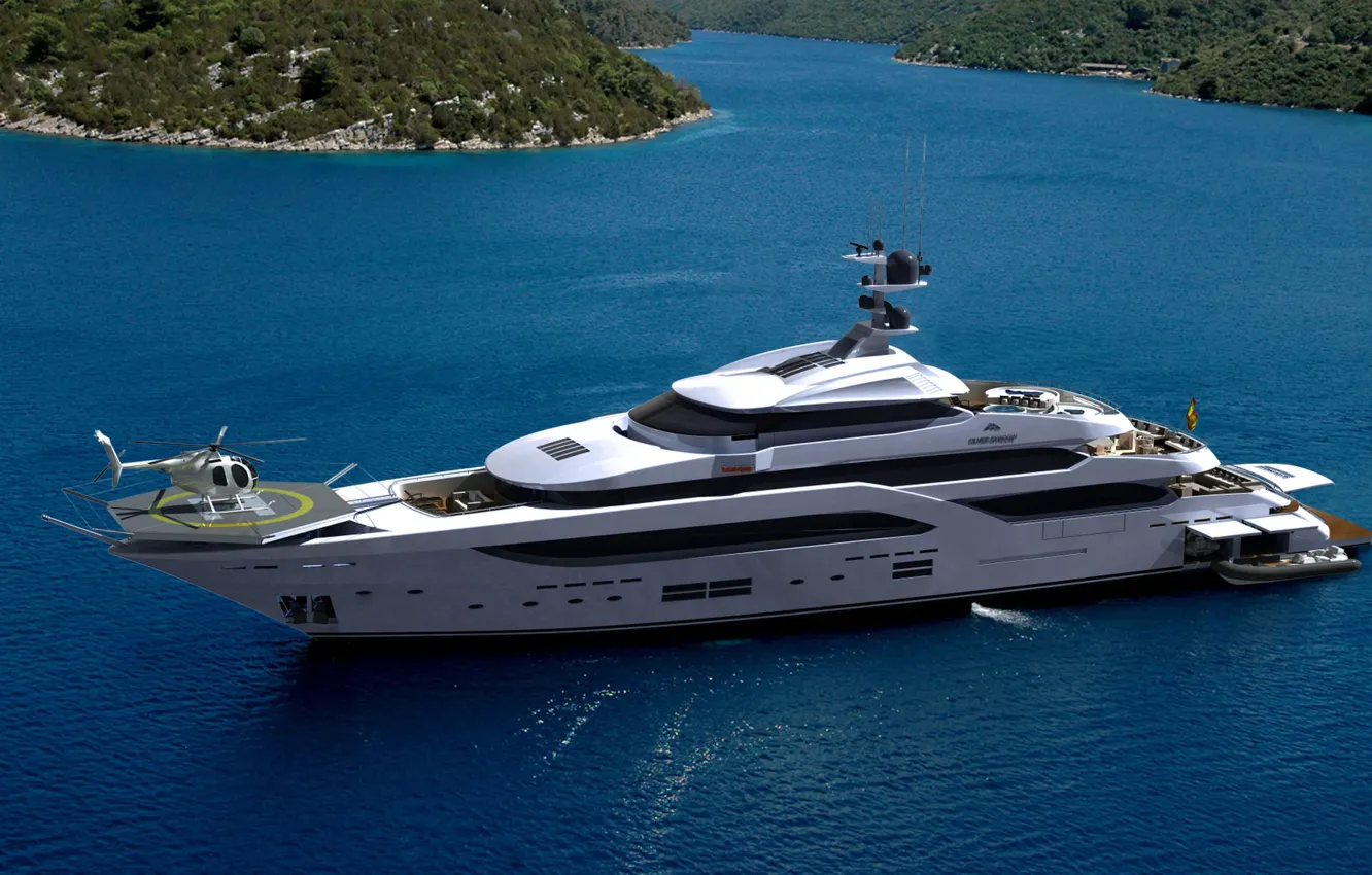 Photo wallpaper luxury, yacht, motor, steel mega-yacht