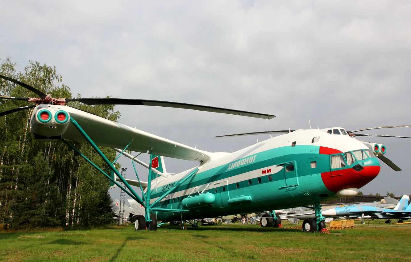 Photo wallpaper heavy, Mi-12, In-12, "Homer", Monino Russia., Soviet helicopter, "Homer", Central air force Museum