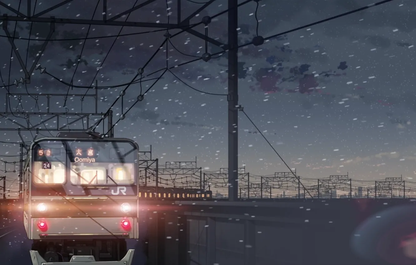Photo wallpaper snow, train, 5 centimeters per second, Makoto Xingkai