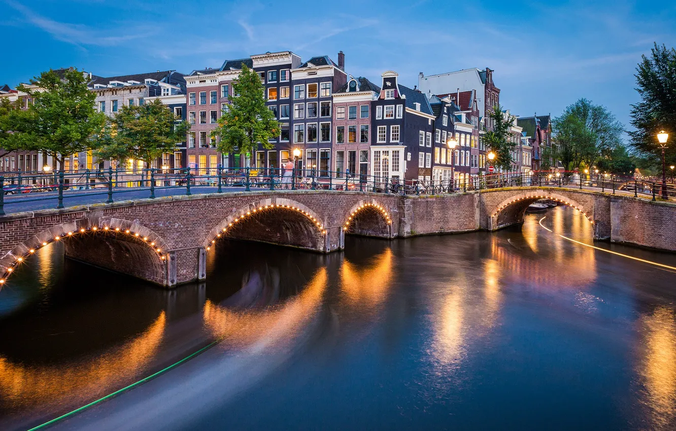 Photo wallpaper bridge, Amsterdam, Netherlands