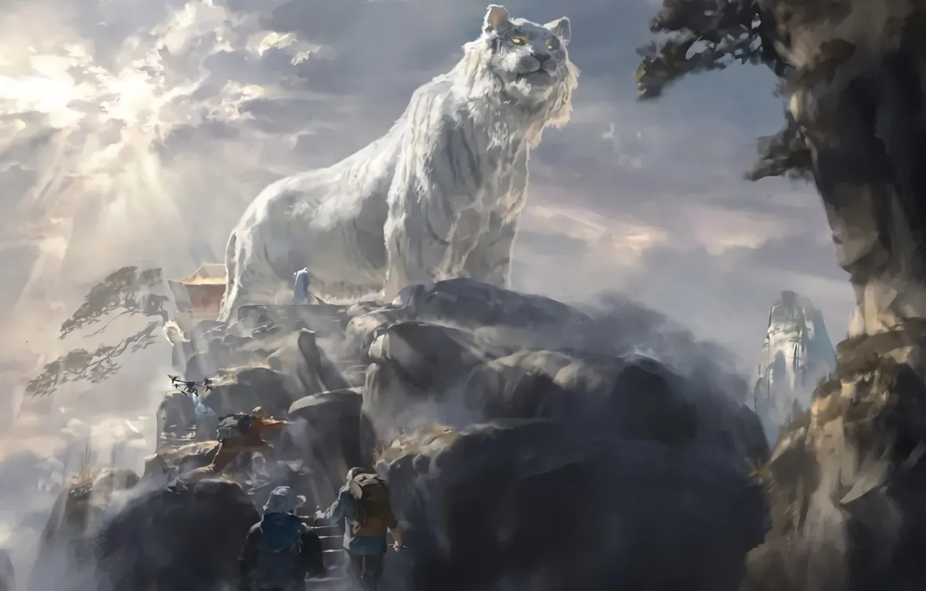 Photo wallpaper fiction, China, white tiger, An ancient myth