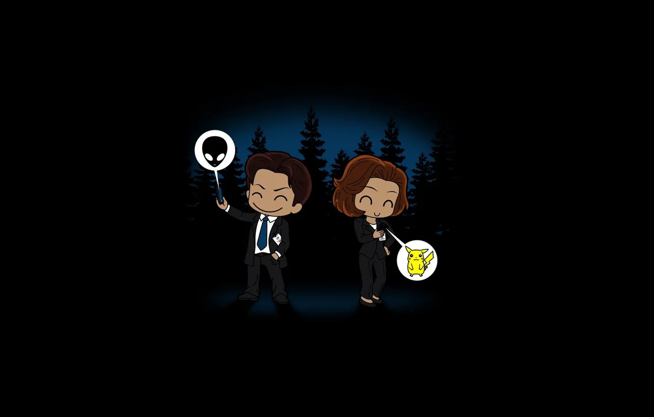 Photo wallpaper minimalism, humor, art, alien, Pikachu, the Wallpapers, Classified material, Dana Scully