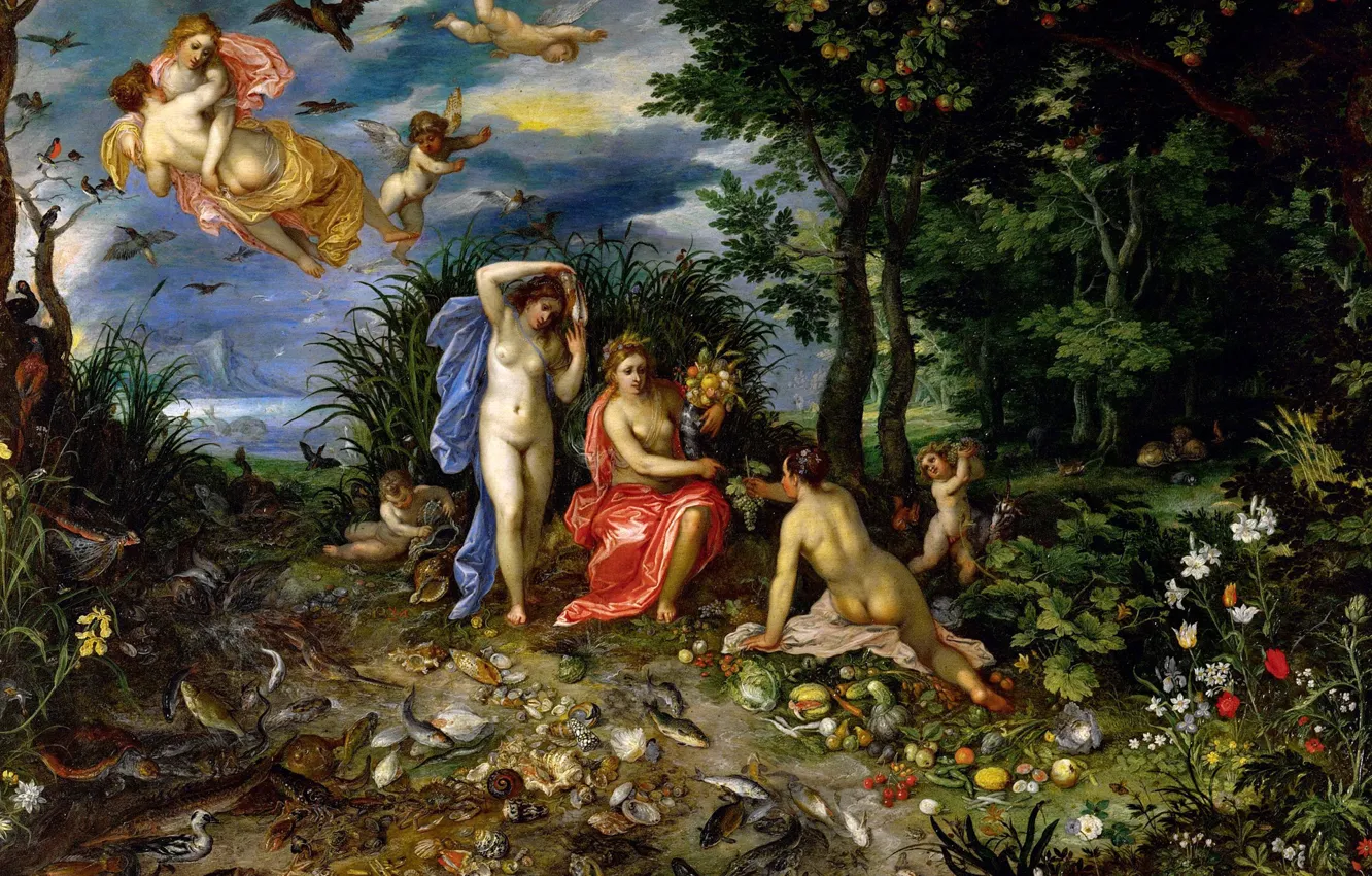 Photo wallpaper picture, genre, Jan Brueghel the elder, Ceres and the Four elements