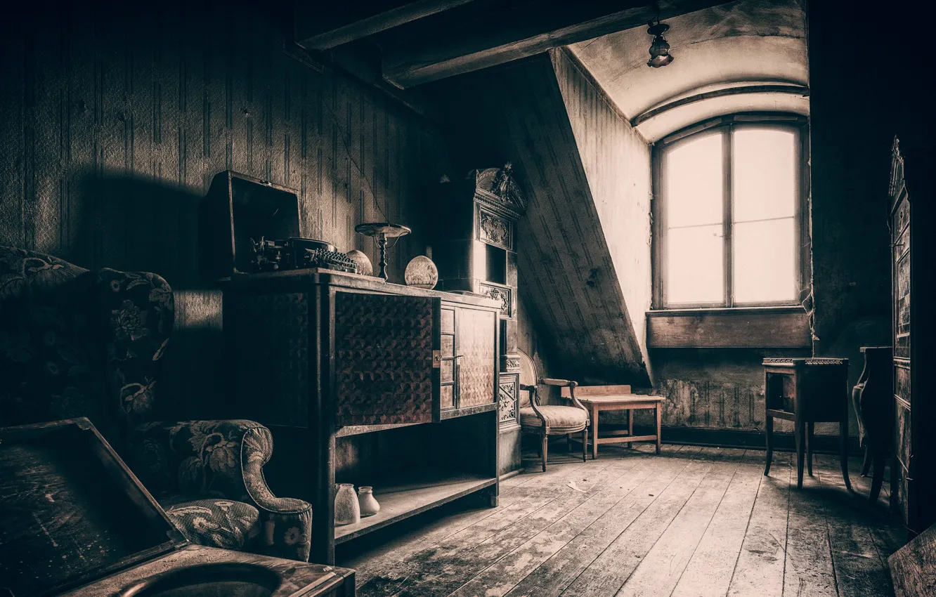 Photo wallpaper light, old, retro, room, sofa, Wallpaper, past, Board