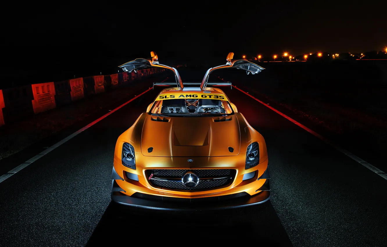 Photo wallpaper Mercedes-Benz, AMG, SLS, orange, GT3S