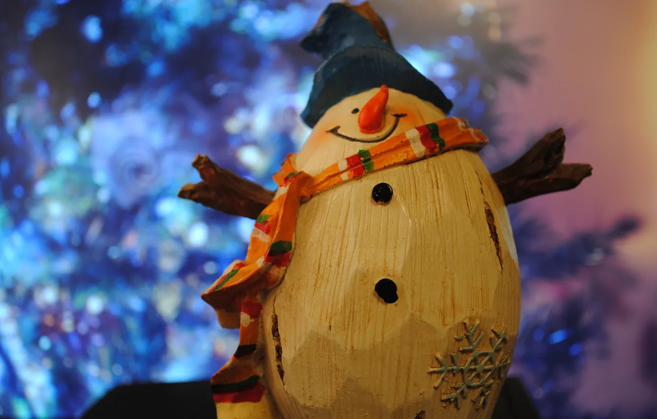Photo wallpaper holiday, new year, snowman, happy new year