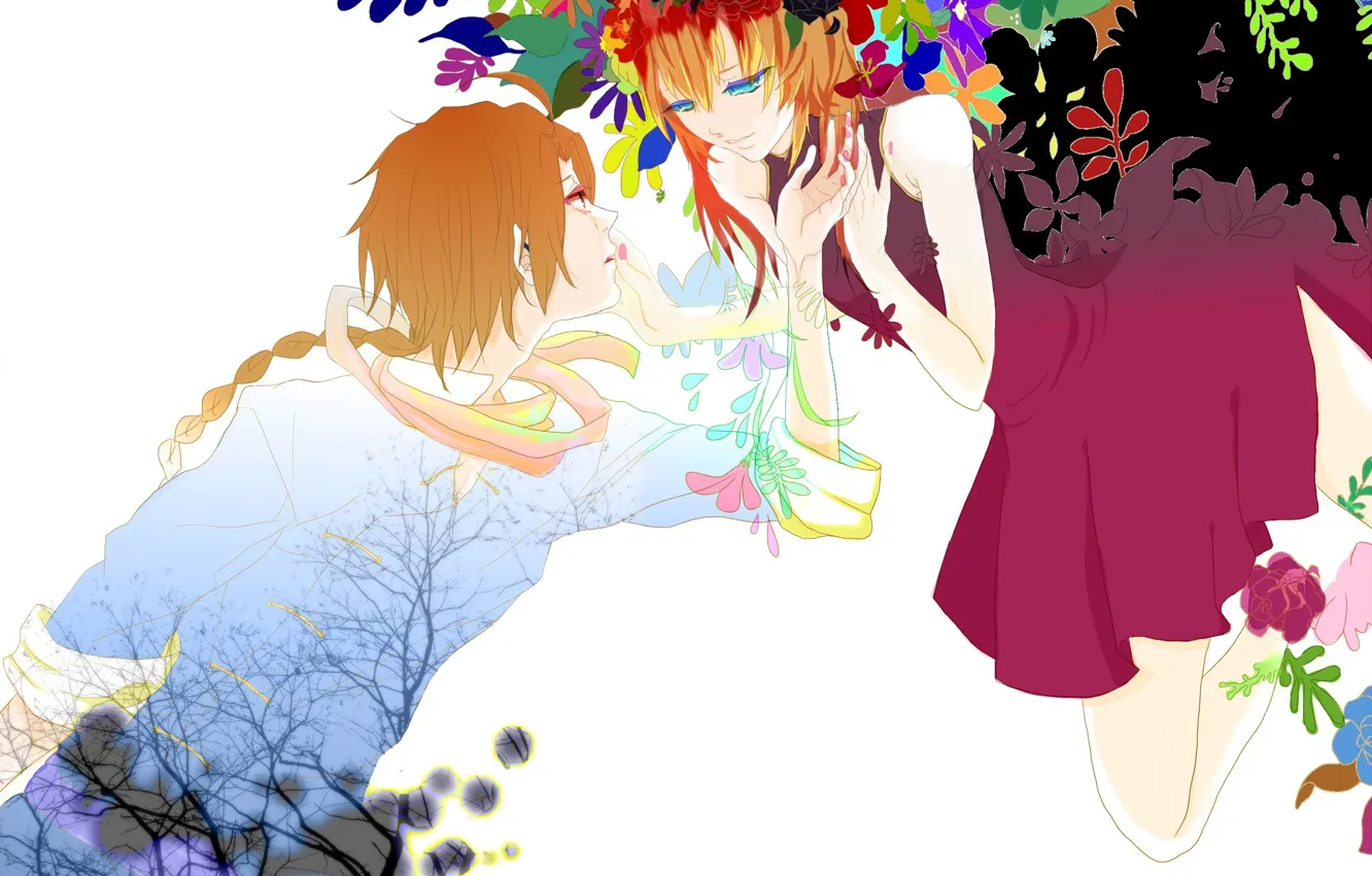 Photo wallpaper flowers, romance, anime, art, pair, GinTama, Fan Art