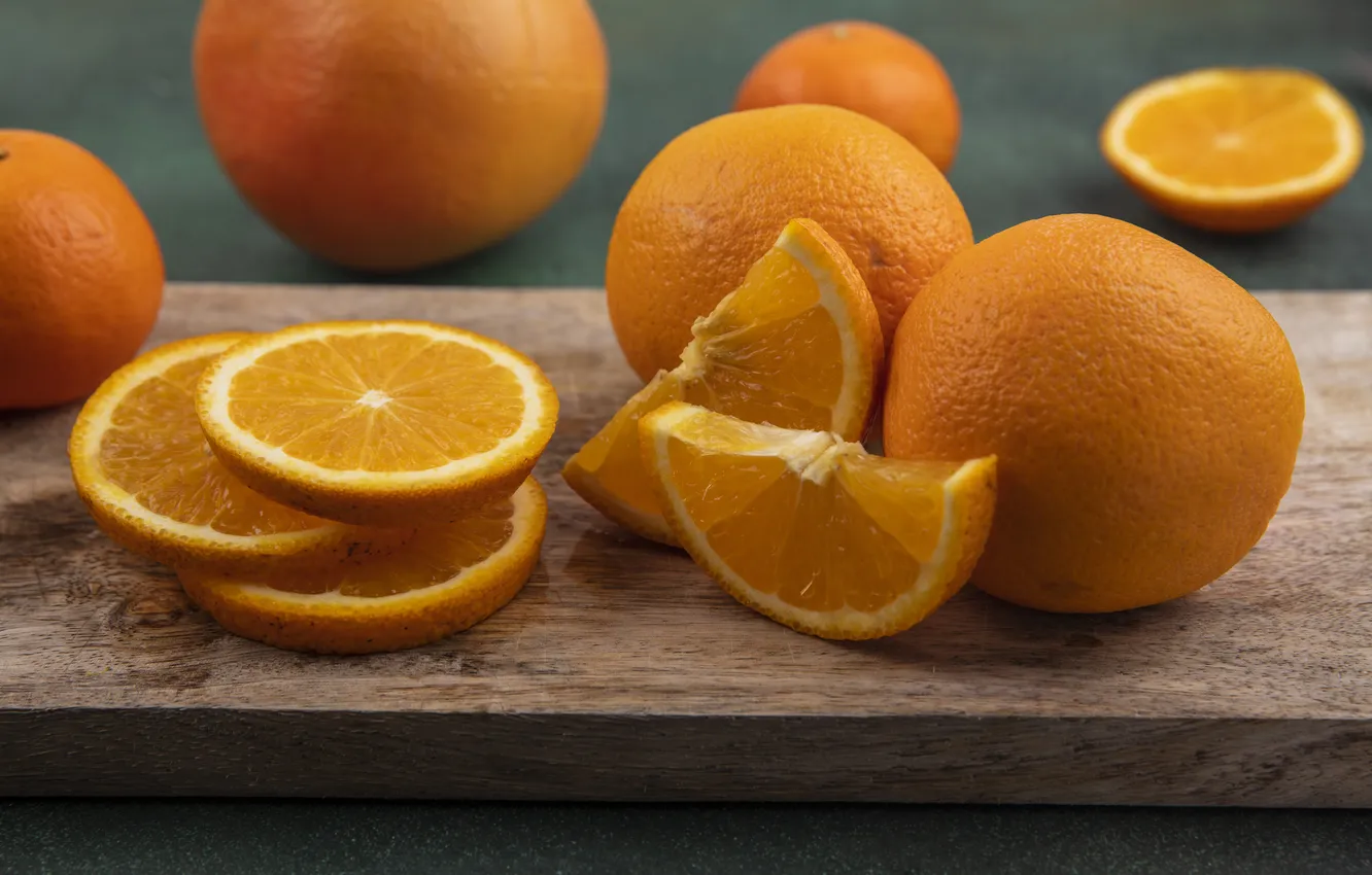 Photo wallpaper Board, orange, slices