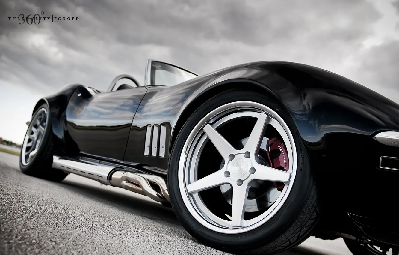Photo wallpaper the sky, clouds, black, Corvette, Chevrolet, Chevrolet, black, Corvette