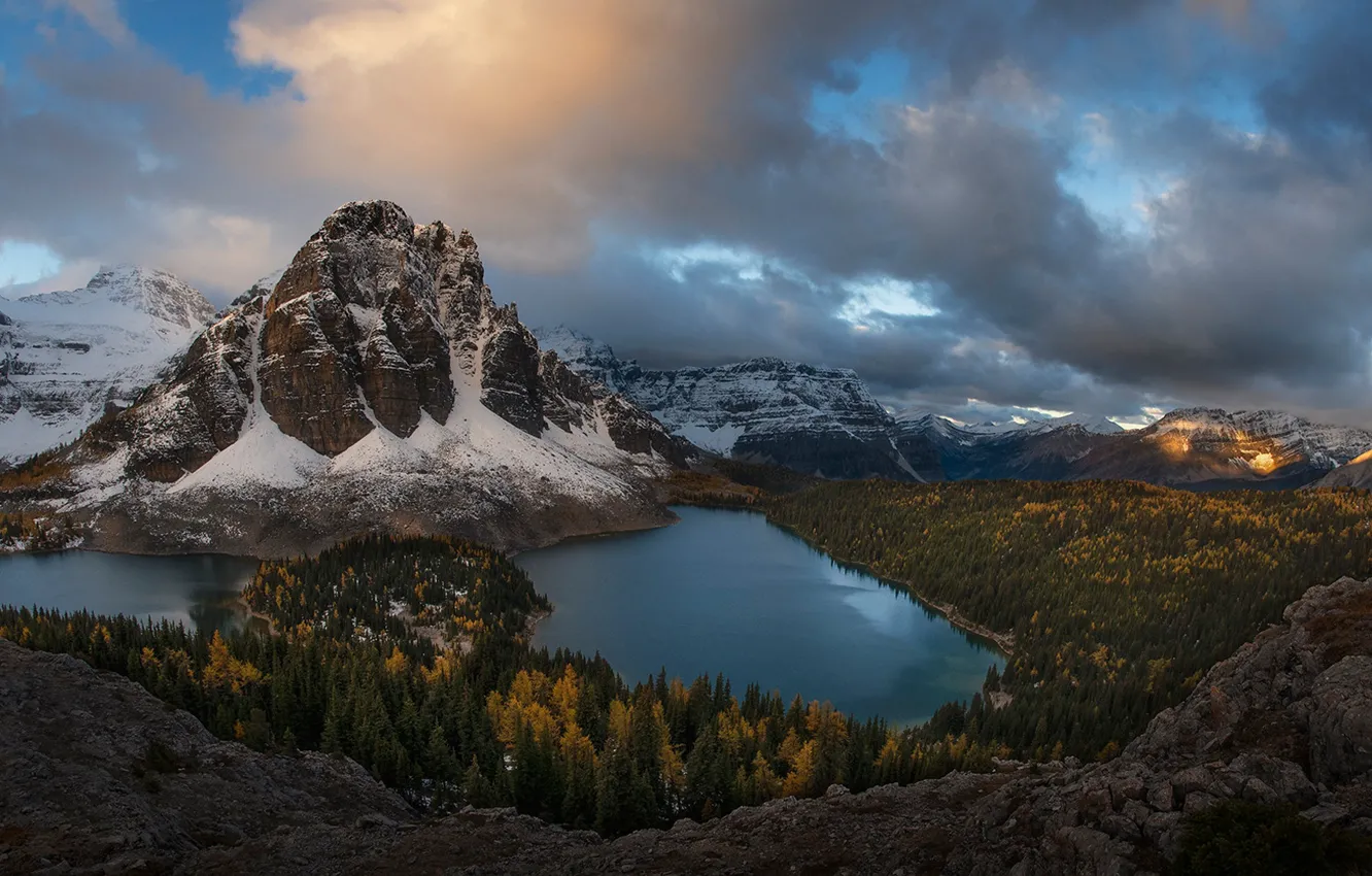 Photo wallpaper autumn, forest, mountains, Canada, Canada, British Columbia, lake, British Columbia