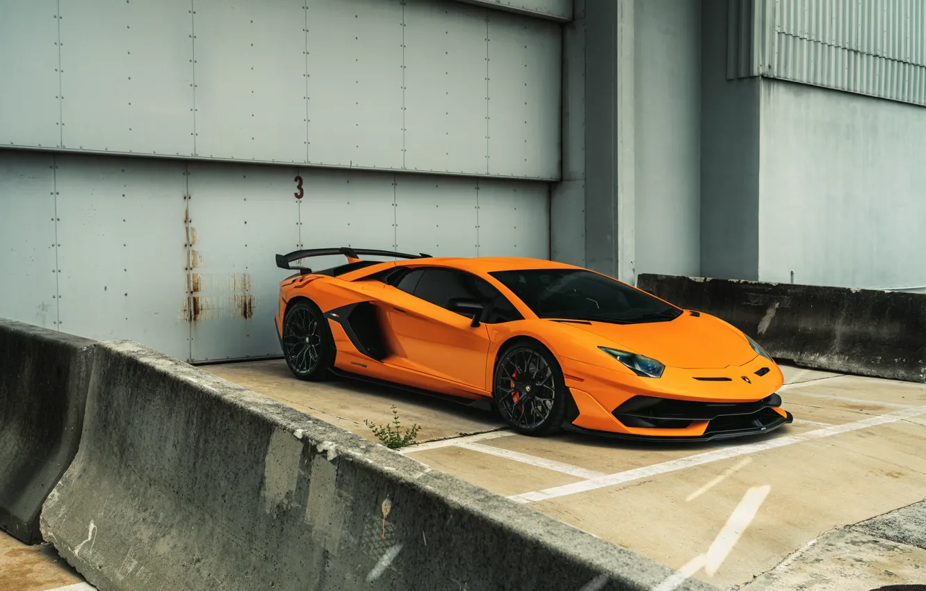 Photo wallpaper Lamborghini, Orange, Italy, Aventador, VAG