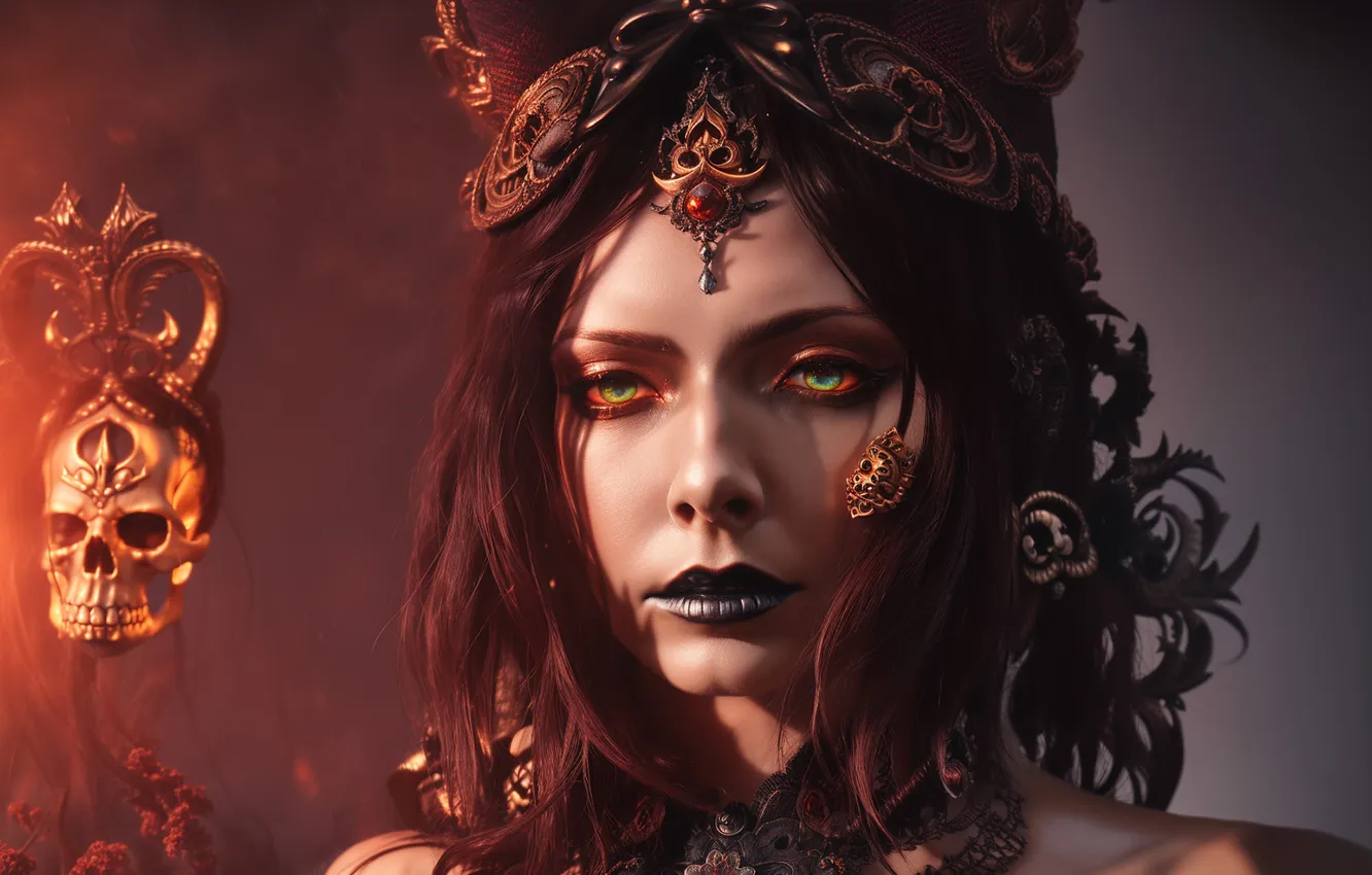 Photo wallpaper girl, decoration, portrait, makeup, lady