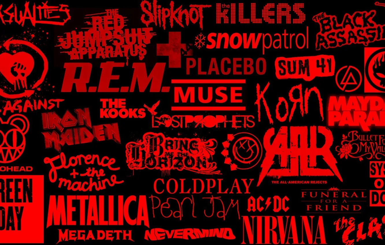 Photo wallpaper rock, group, logos, rock music