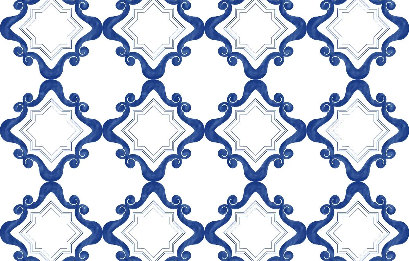 Photo wallpaper blue, texture, white background, ornament