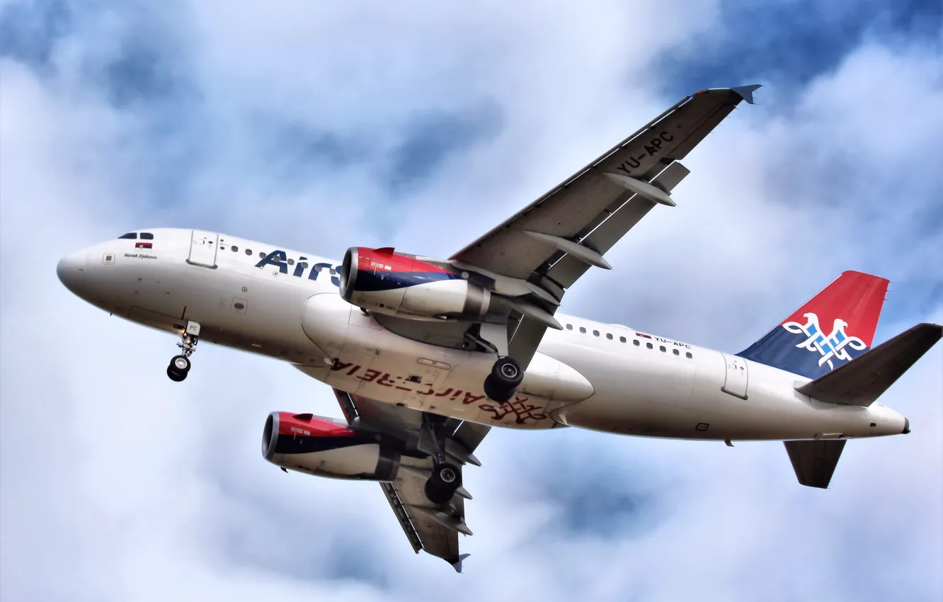 Photo wallpaper aircraft, Airbus, Spotting, your photo, A319-100, SO, Air Serbia, YU-APC