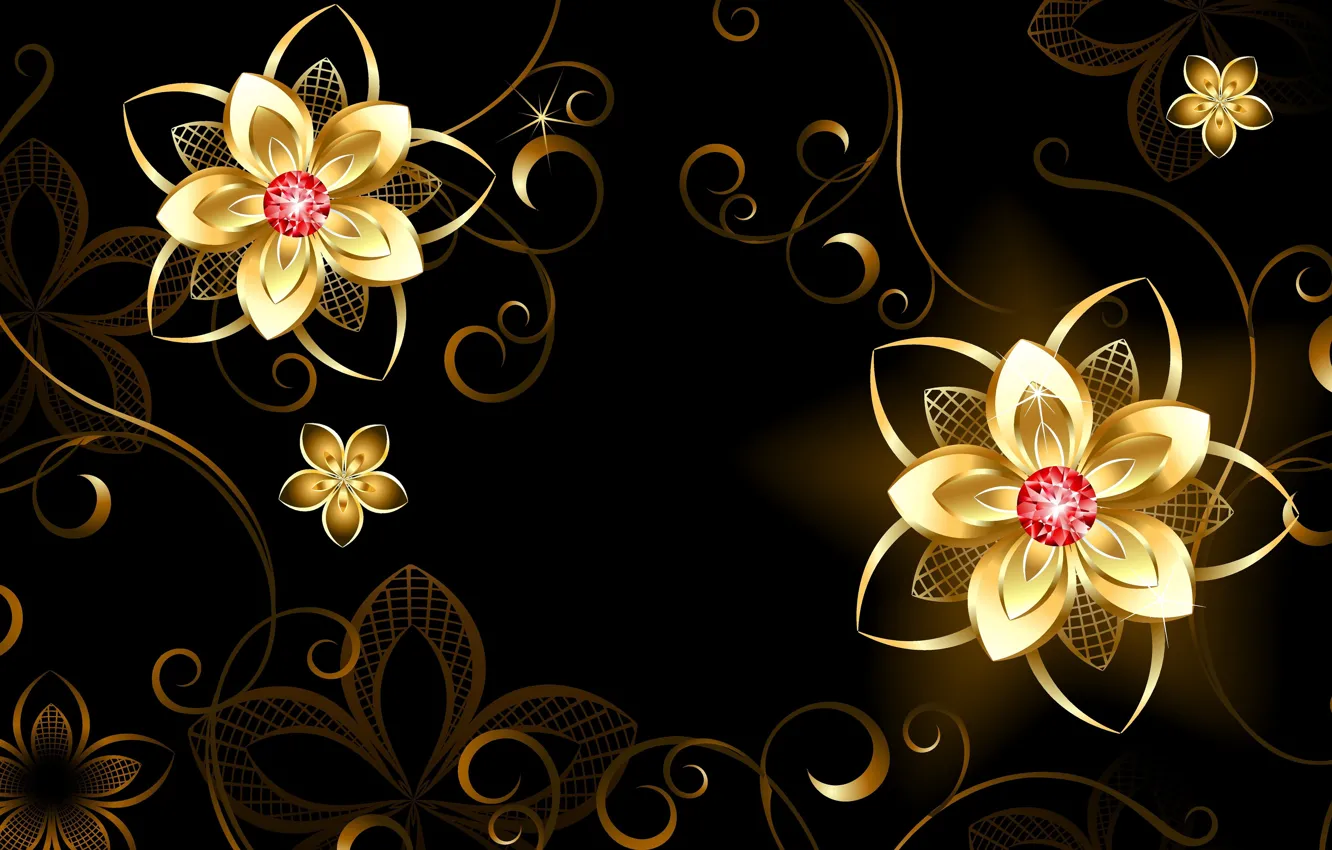 Photo wallpaper flowers, background, patterns, 3D Graphics