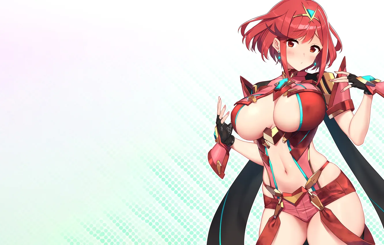 Photo wallpaper girl, sexy, cleavage, shorts, boobs, sexy girl, anime, beautiful