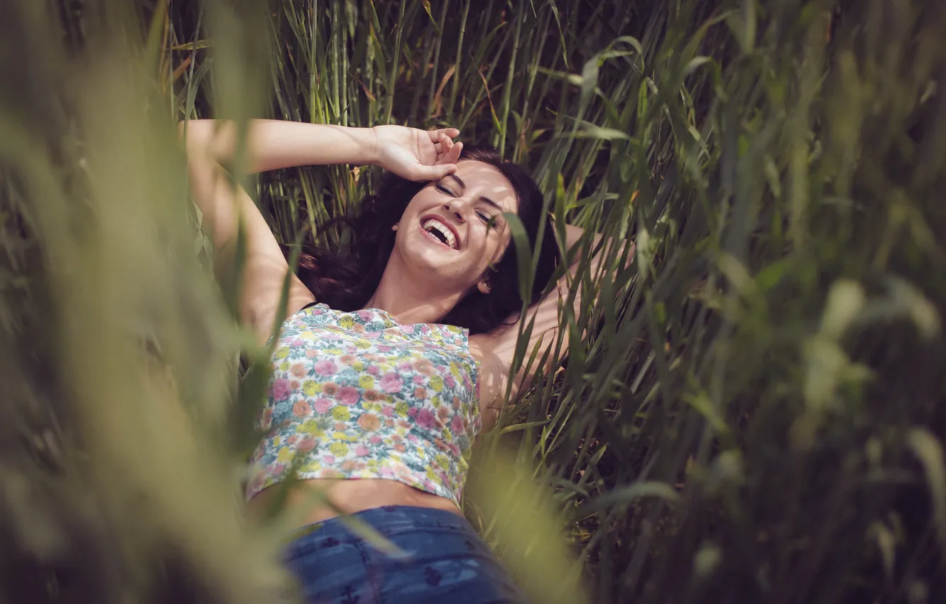 Photo wallpaper girl, joy, girl