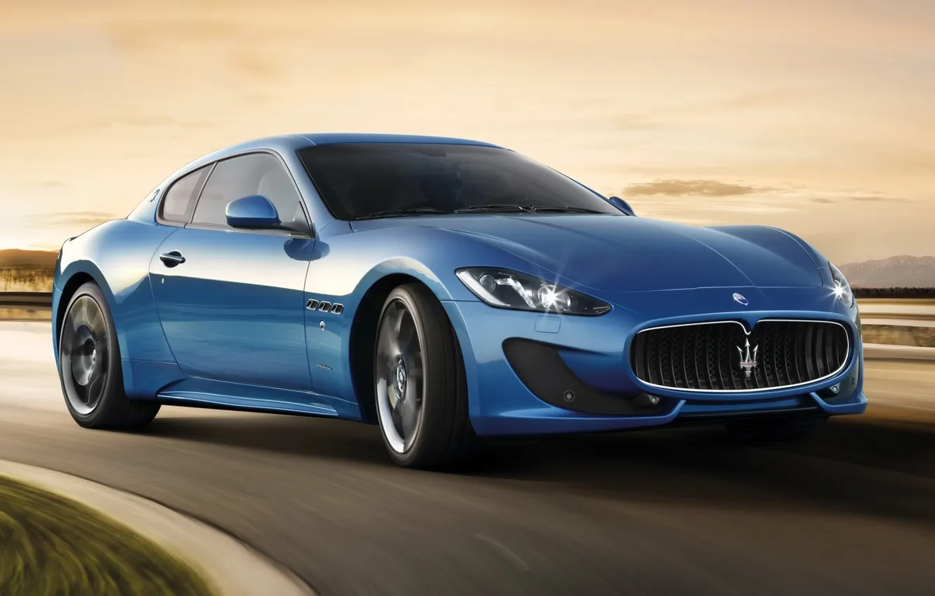 Photo wallpaper blue, Maserati, Sport, supercar, GranTurismo, the front, Sport, beautiful car