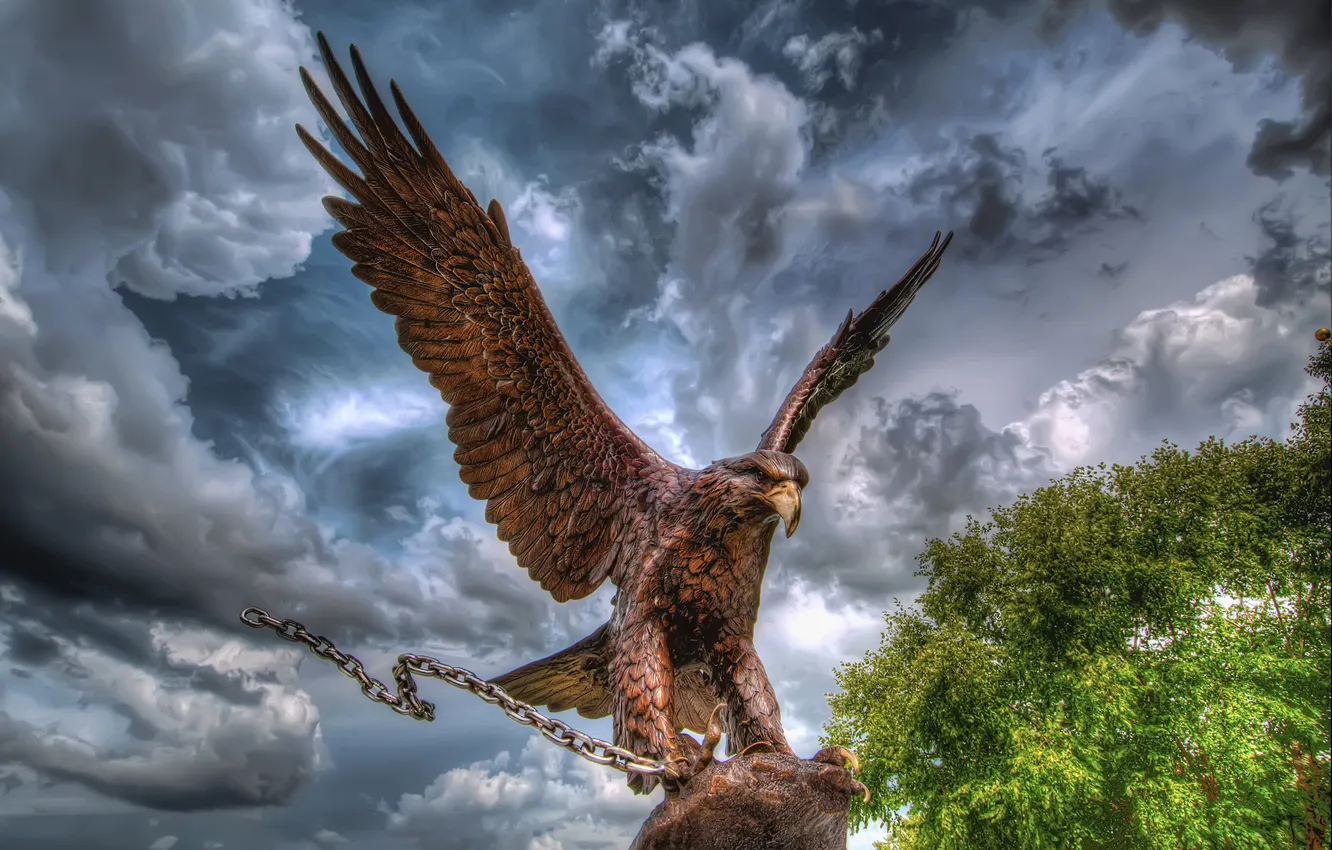Photo wallpaper the sky, eagle, sculpture
