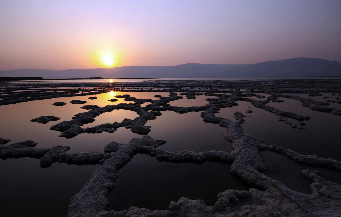 Photo wallpaper water, the sun, sunset
