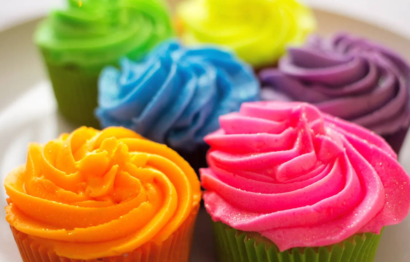 Photo wallpaper colorful, cake, cream, dessert, cakes, sweet, cupcake, cupcake