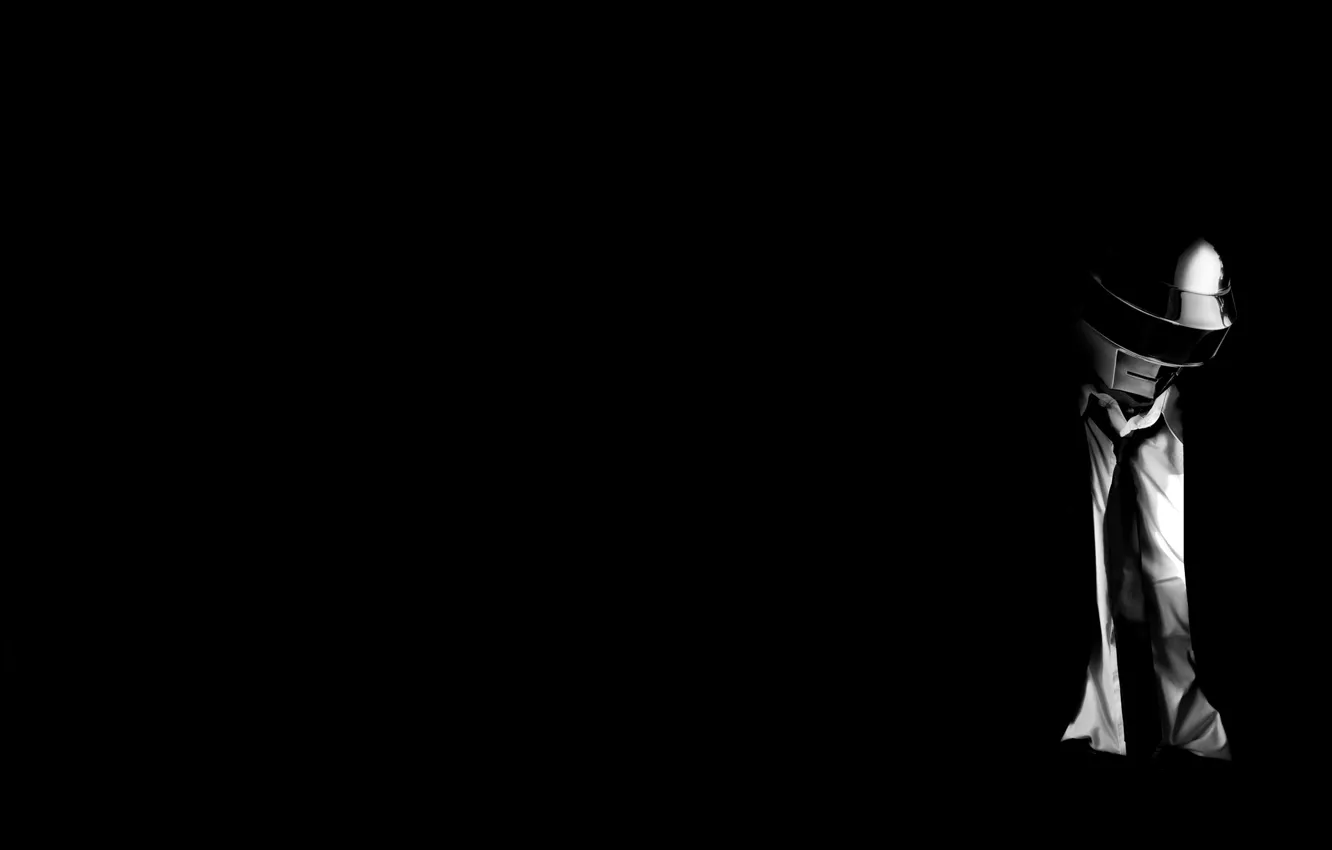 Photo wallpaper darkness, music, background, black, mask, Daft Punk, Thomas Bangalter, Daft Punk