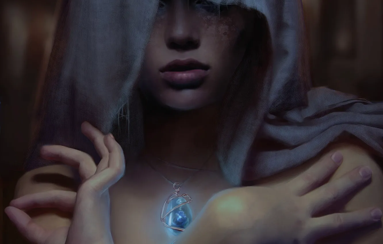 Photo wallpaper girl, fantasy, magic, amulet