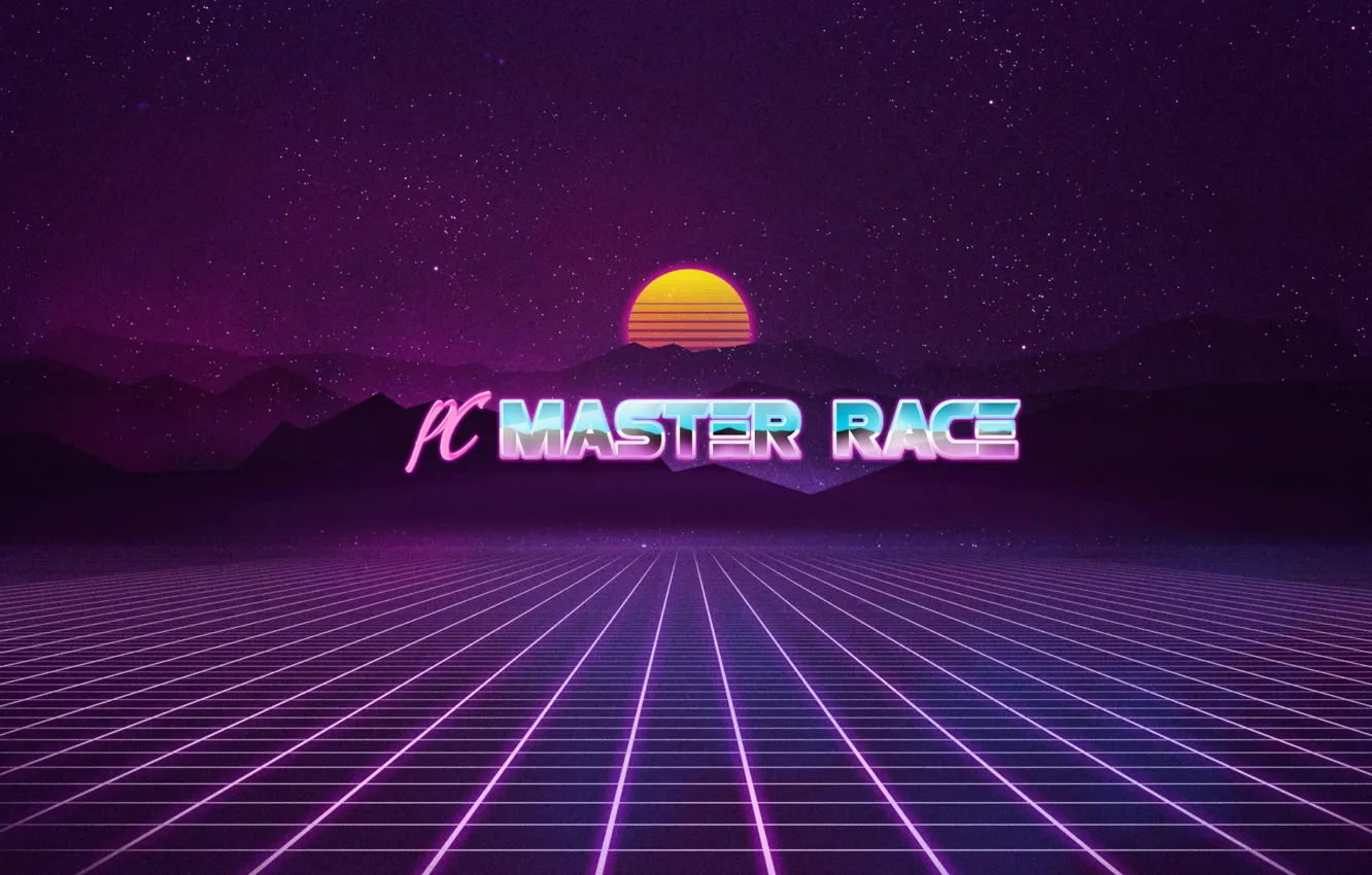 Photo wallpaper Stars, Neon, Background, Race, Master, PC Master Race, Synth