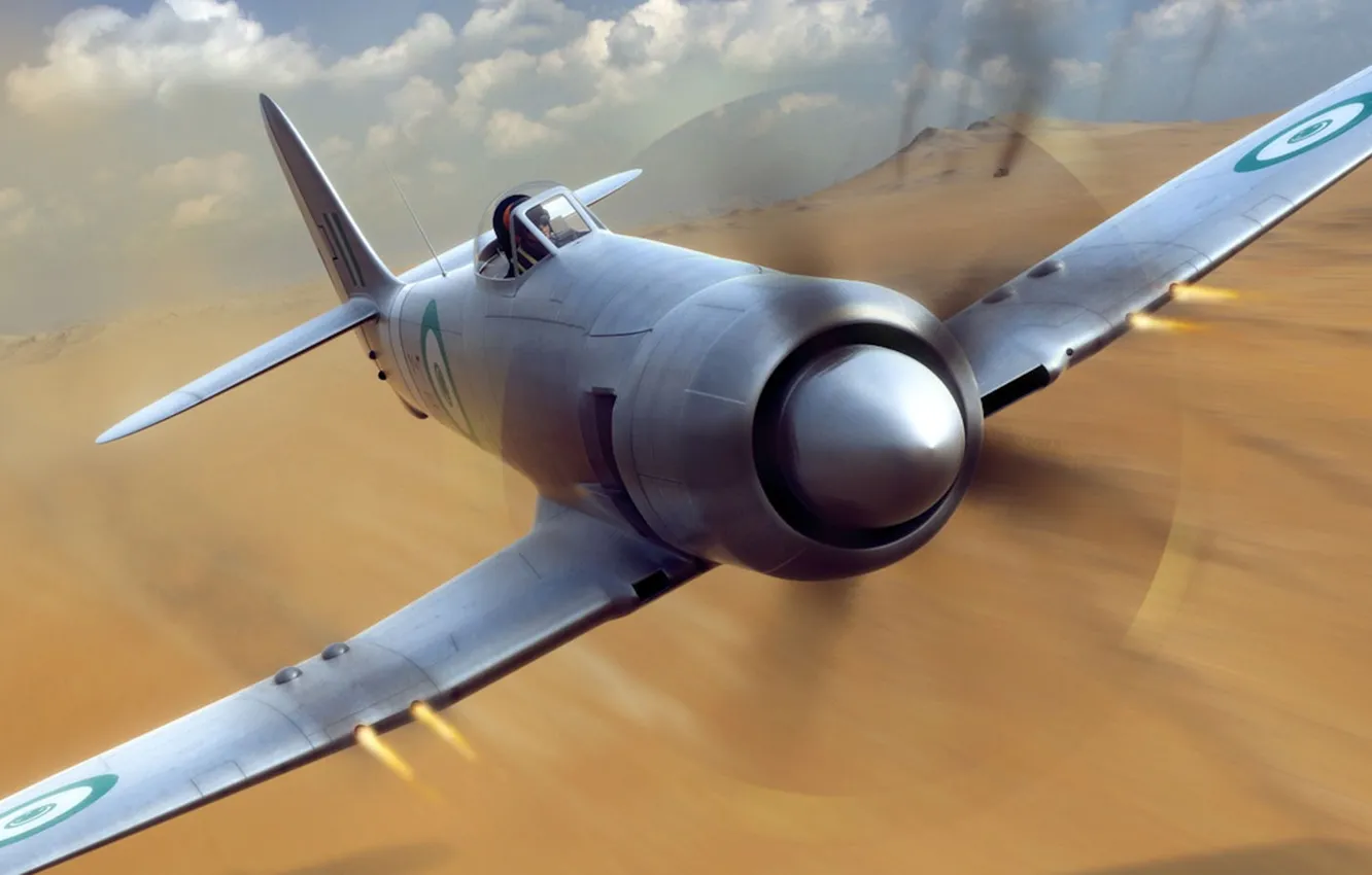 Photo wallpaper fighter, the plane, desert fighter, sea fury