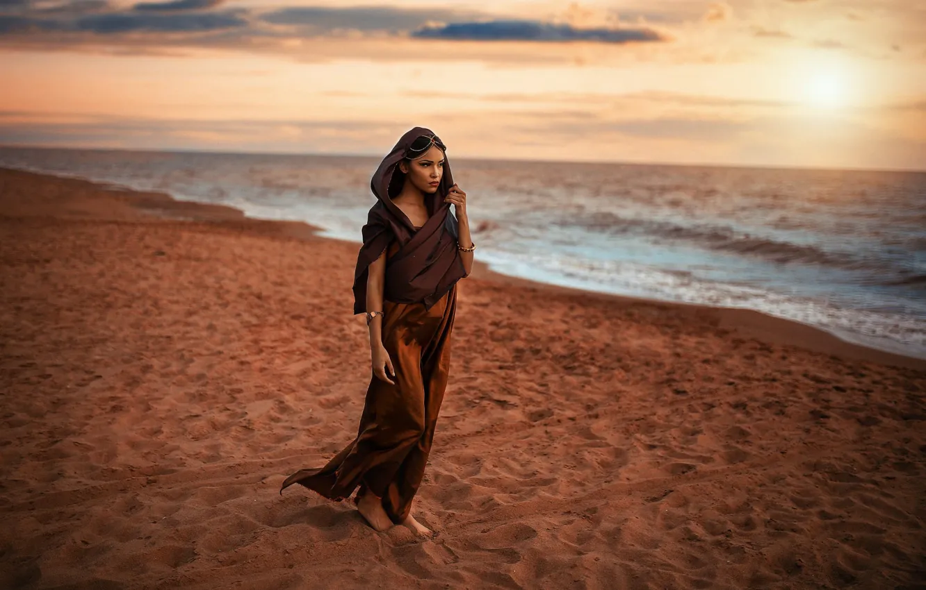 Photo wallpaper shore, makeup, Alessandro Di Cicco, Arab girl, The arab sunset