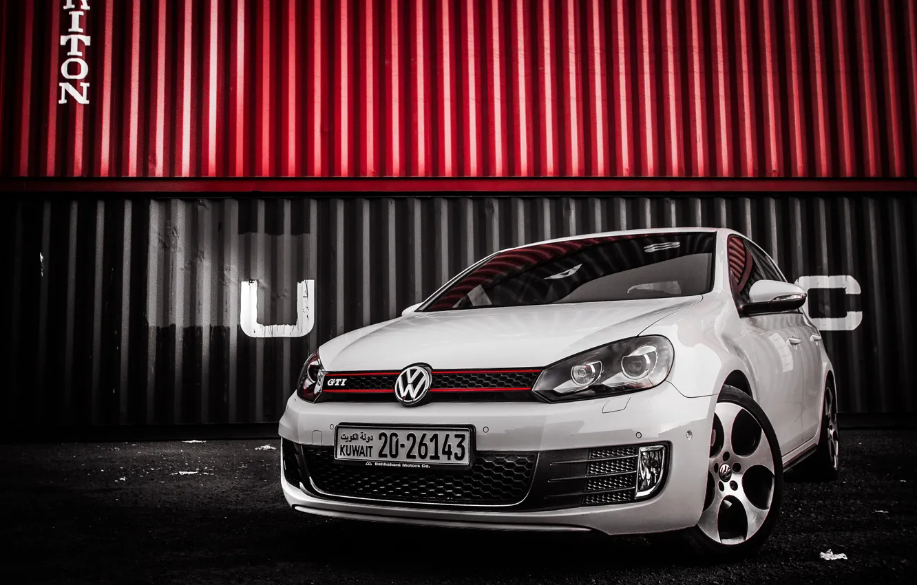 Photo wallpaper Volkswagen, White, Golf, GTI