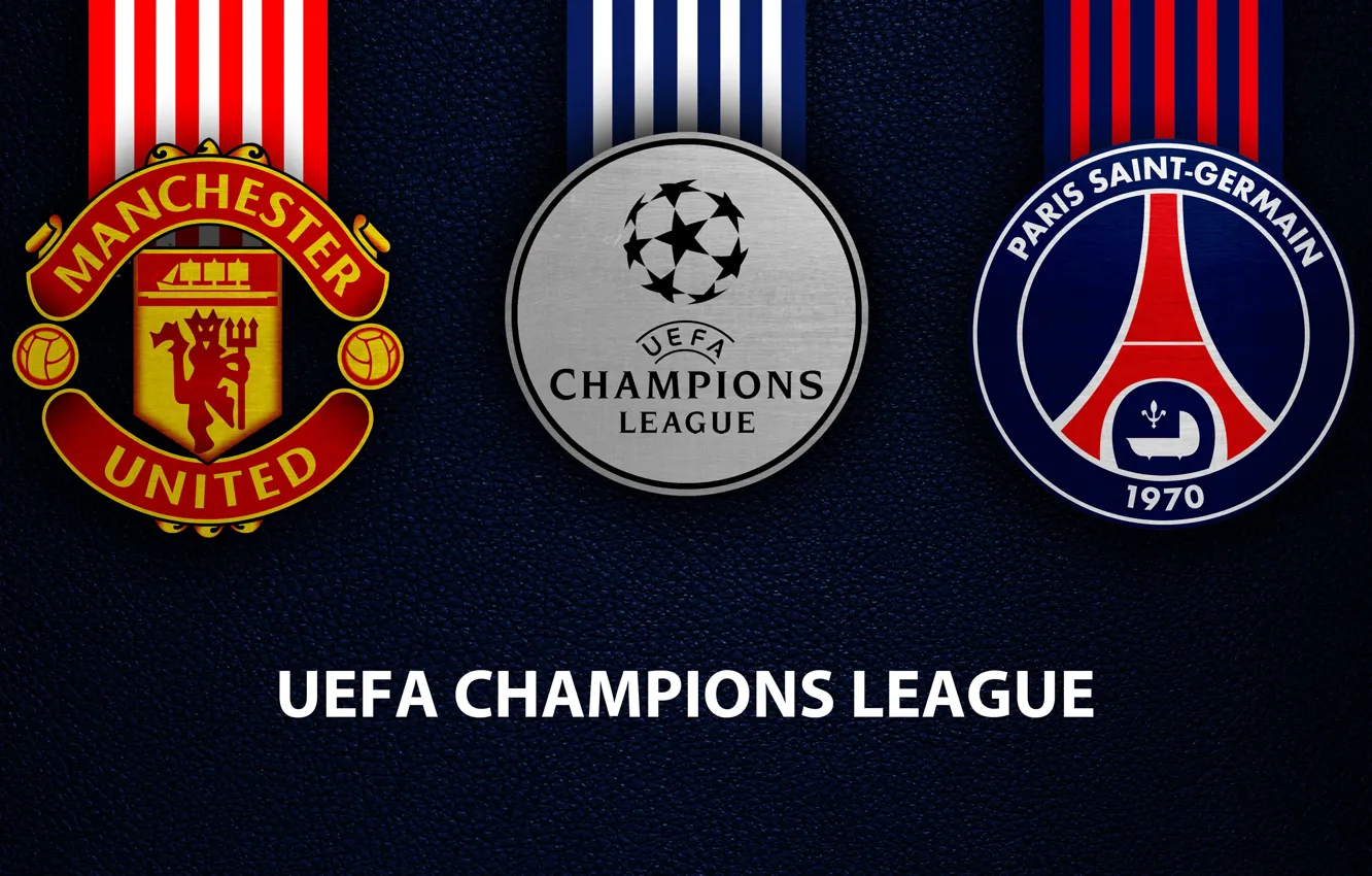 Photo wallpaper wallpaper, sport, logo, football, Manchester United, PSG, UEFA Champions League, Paris Saint-Germain