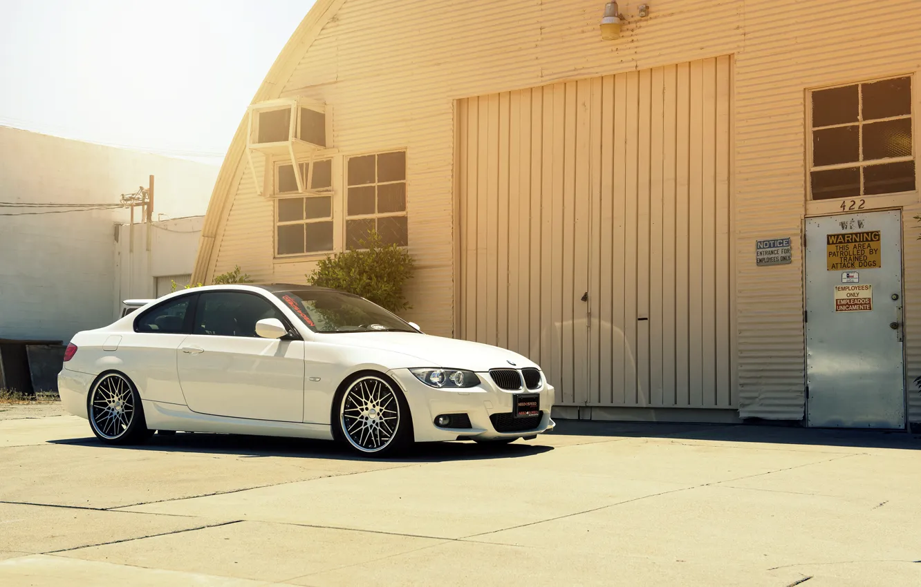 Photo wallpaper BMW, white, E92, 328i, MRR Wheels, frontside