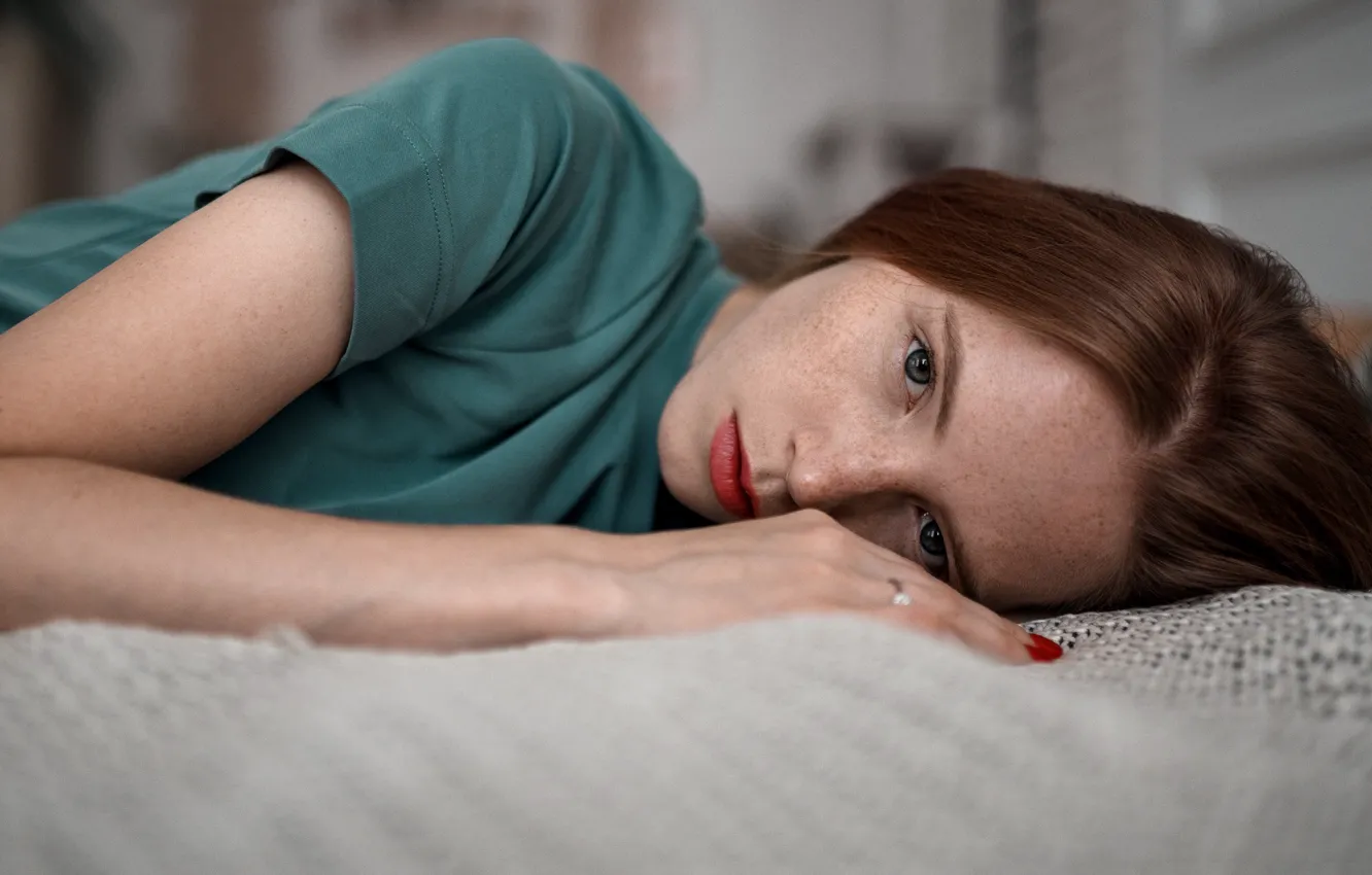 Photo wallpaper freckles, the beauty, Alexander Kurennoy, girl, dress