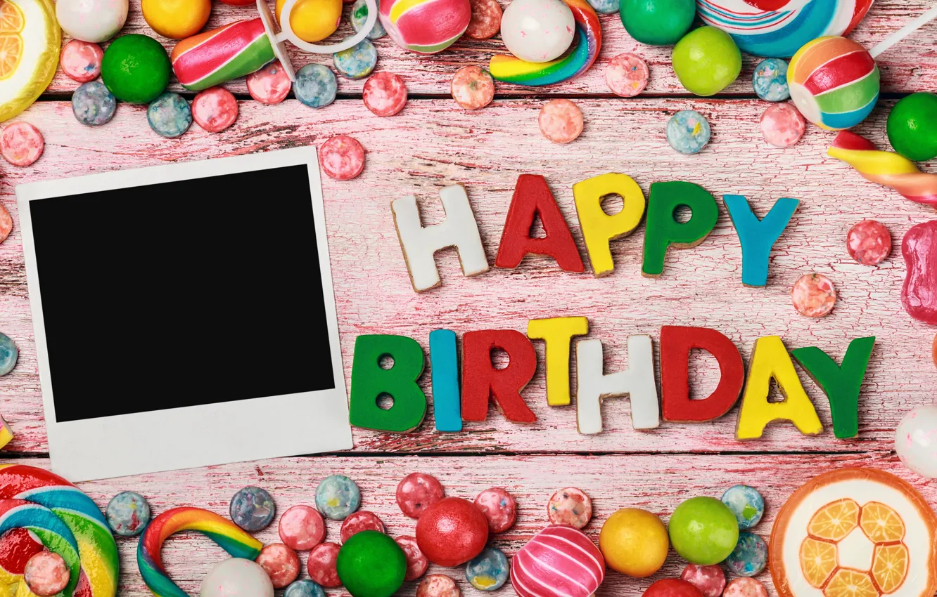 Photo wallpaper birthday, colorful, candy, sweets, sweet, birthday, candy, Happy