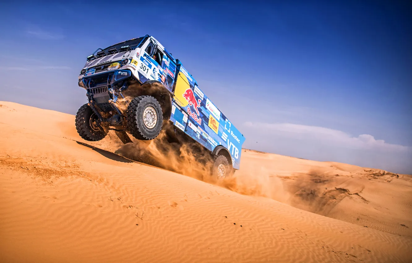 Photo wallpaper sand, the sky, jump, race, desert, sky, rally, desert