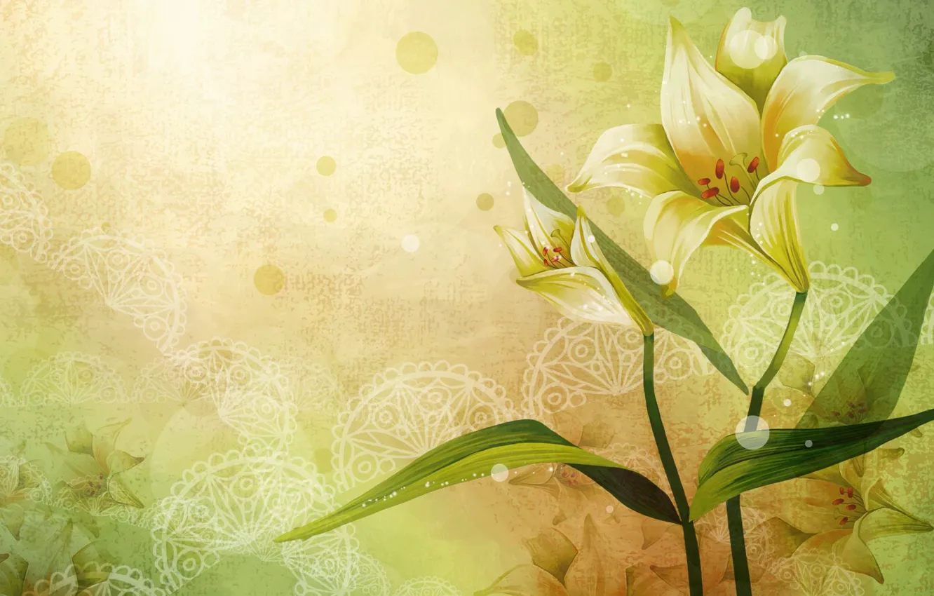 Photo wallpaper tenderness, Lily, yellow
