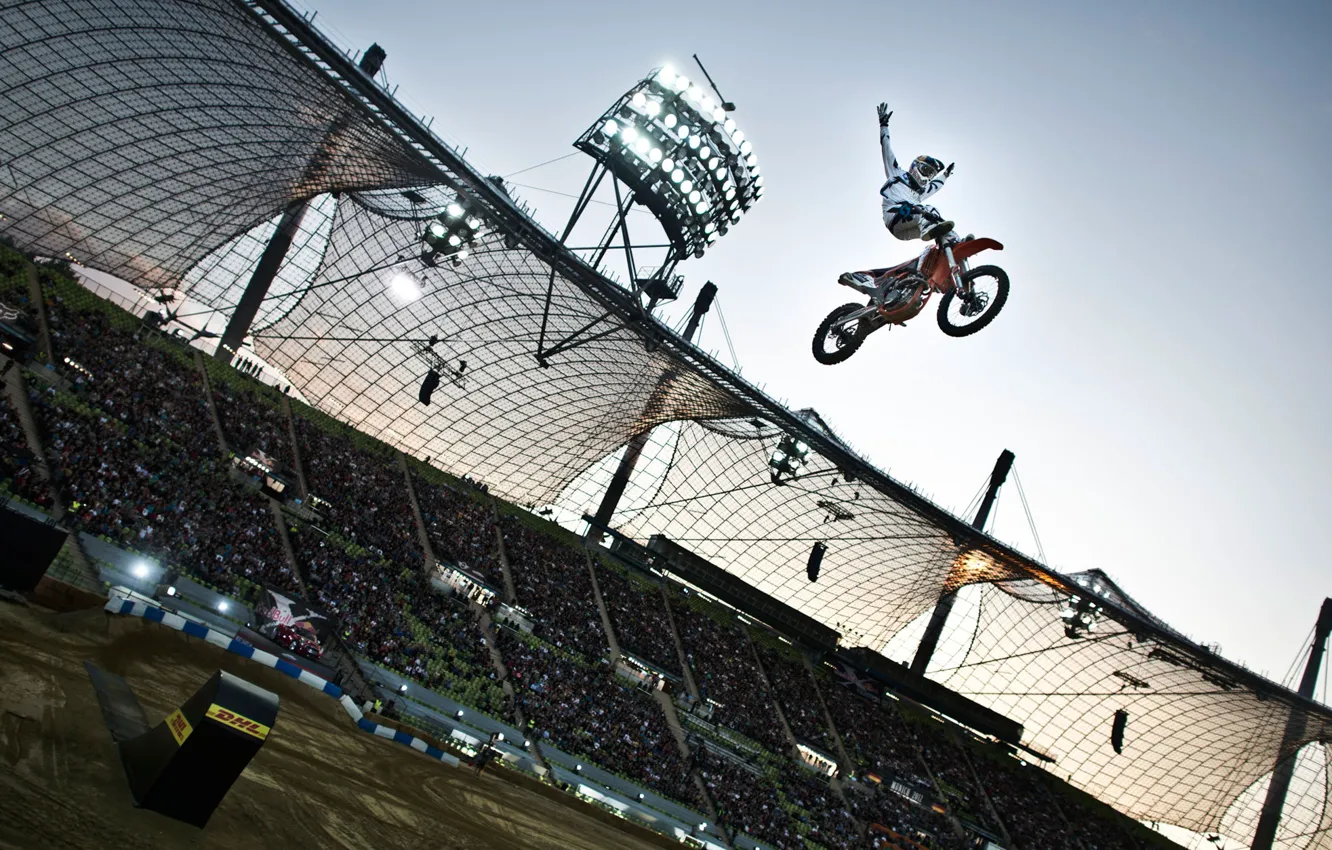 Photo wallpaper jump, Red Bull, FMX, freestyle, Cliffhanger, iron balls, X-fighter
